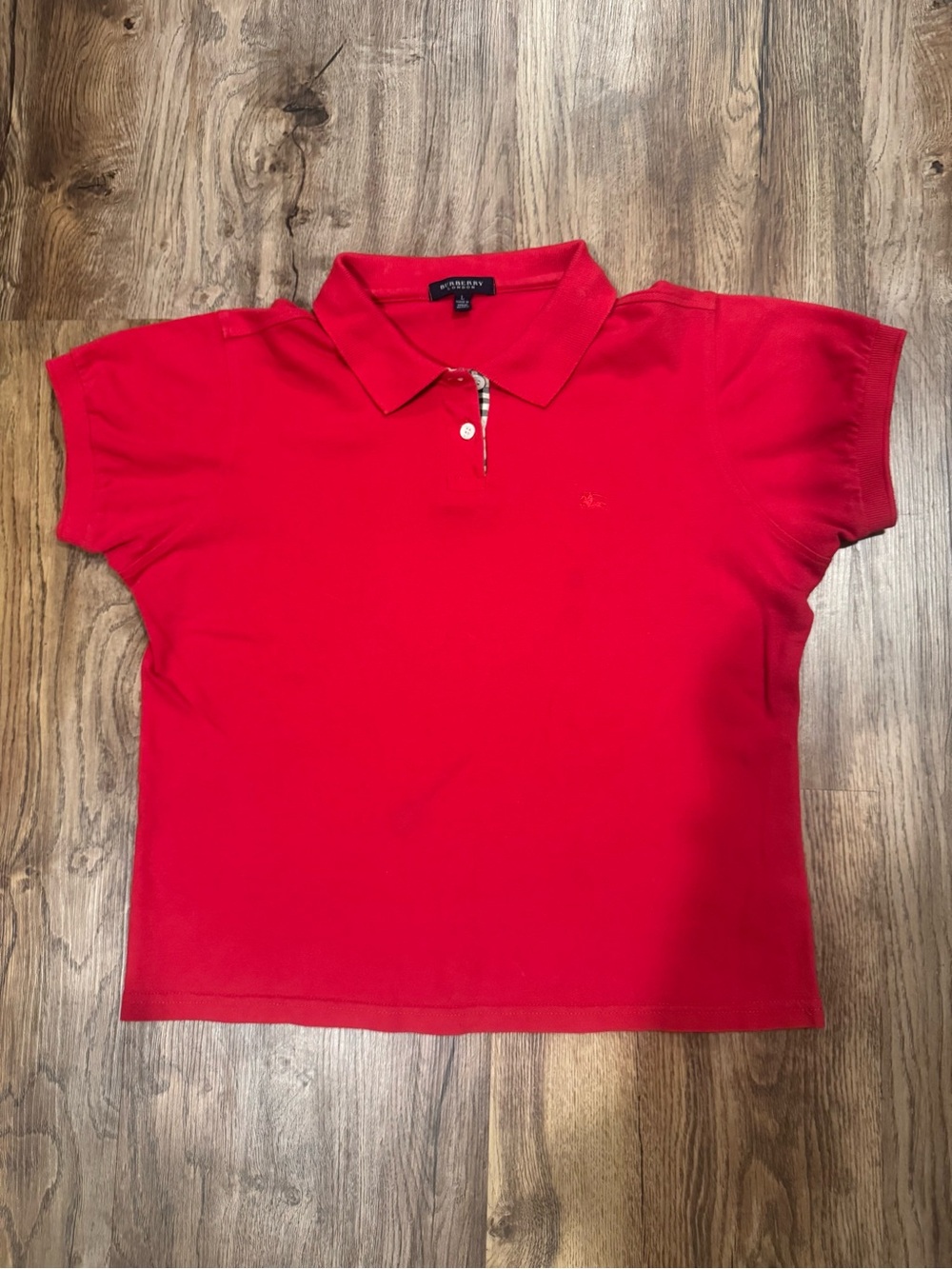Burberry Women's Bright Red Polo Shirt Size  Large